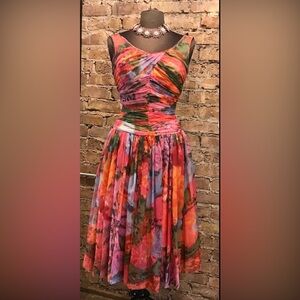 Floral Multicolor Strapless Dress